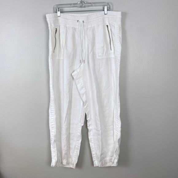 Athleta Cabo Linen Wide Leg Pants White Coastal Minimalist Resort Size 18 - Picture 2 of 9
